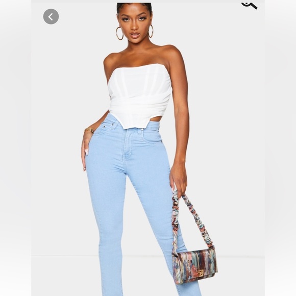 PrettyLittleThing Tops - PLT RUSHED CHIFFON WHITE CORSET